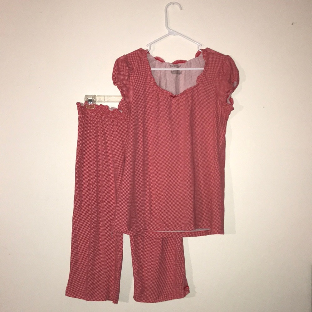 jasmin and ginger: white and pink pajama set. L, M